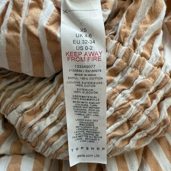 Topshop Textured Bandeau Beach Maxi Dress in Brown Stripe Women's 0-2 Seersucker - Picture 15 of 16